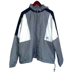 Vintage Nike windbreaker jacket colorblock lightweight zipper grey white large